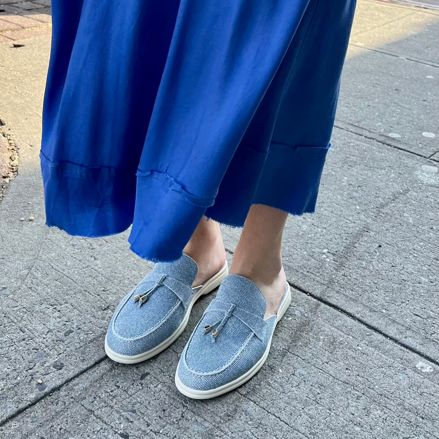 Lisa Slide Sneaker - Light Denim Suede