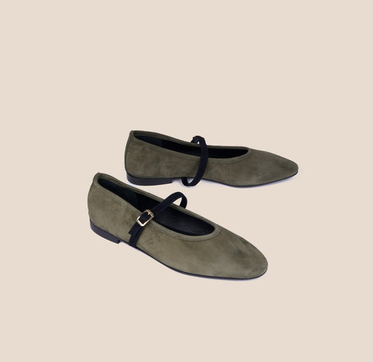 Cori - Army Green Suede